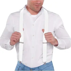 White Elastic Suspenders For Men