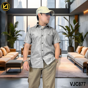 VIRJEANS (VJC877) Summer Cotton Half Shirt For Men- Light Grey
