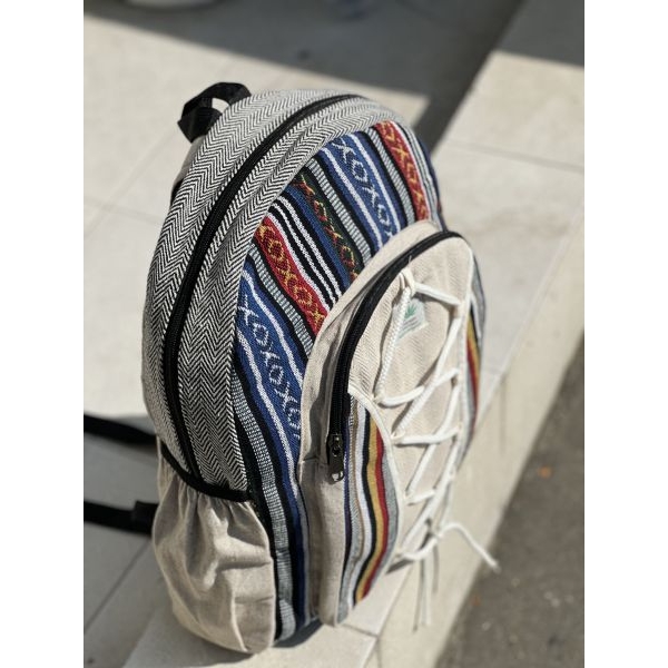 Hemp and Cotton Mix Plain Backpack - Unisex | Made In Nepal | Fashion Hemp and Cotton Unisex Backpack - Image 2