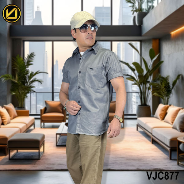 VIRJEANS (VJC877) Summer Cotton Half Shirt For Men- Blue - Image 4