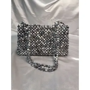 Pearl and Beads Embedded Hand Bag