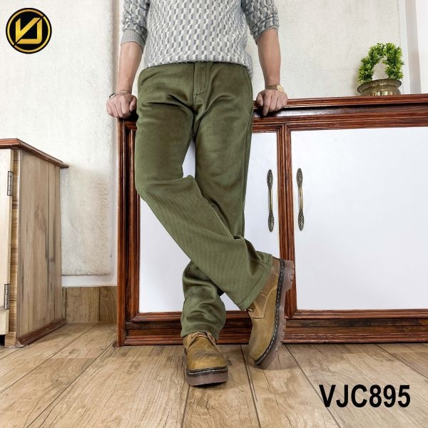 VIRJEANS (VJC895) Corduroy Inner Fur Pant For Men-Green - Image 5
