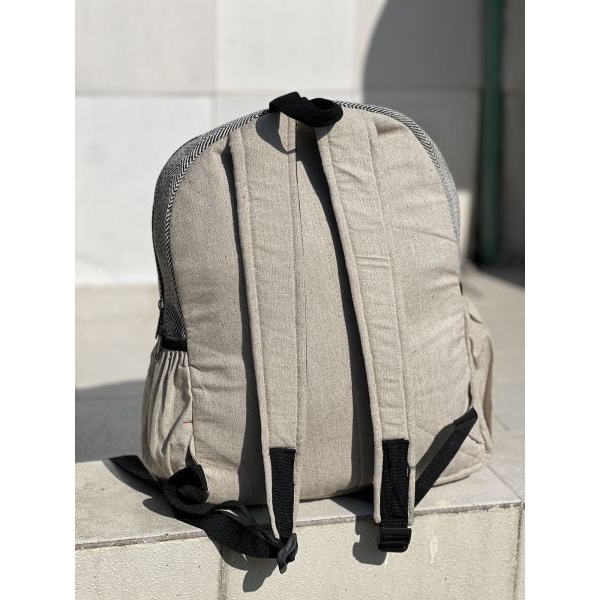 Hemp and Cotton Mix Plain Backpack - Unisex | Made In Nepal | Fashion Hemp and Cotton Unisex Backpack - Image 3