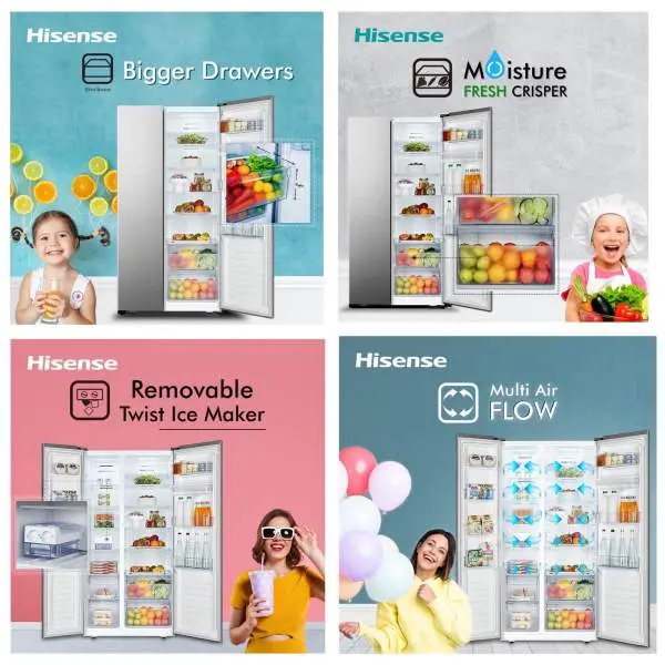 Hisense RC56WS4SA 498 Litres Side By Side No Frost Refrigerater Stainless Steel Silver - Image 5