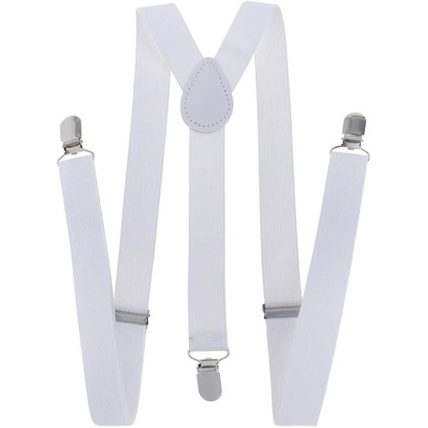 White Elastic Suspenders For Men - Image 2