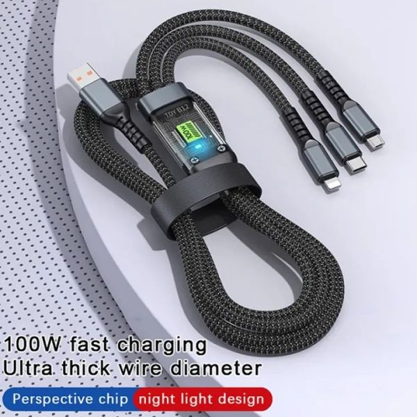 3-in-1 100W 5A Fast Charging USB Cable - Image 5