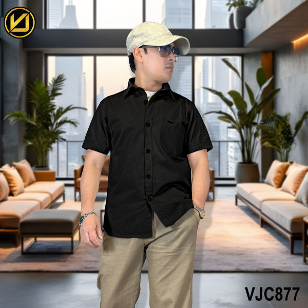 VIRJEANS (VJC877) Summer Cotton Half Shirt For Men- Black - Image 5