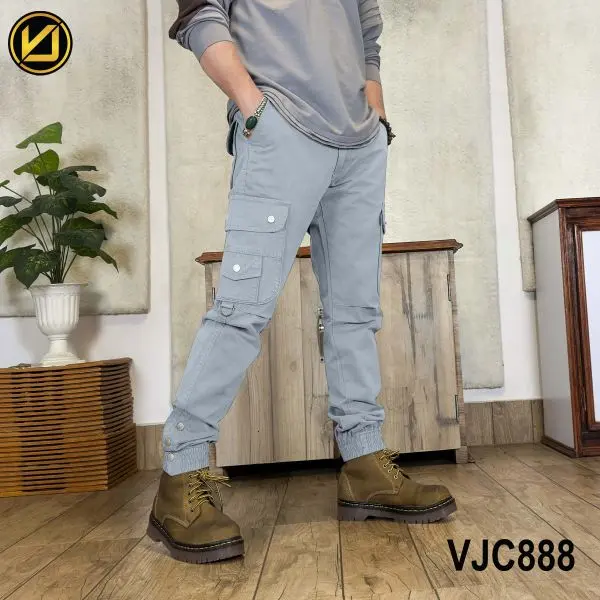 VIRJEANS (VJC888) Cargo Box Jogger With Bottom Pant For Men- Blue - Image 4