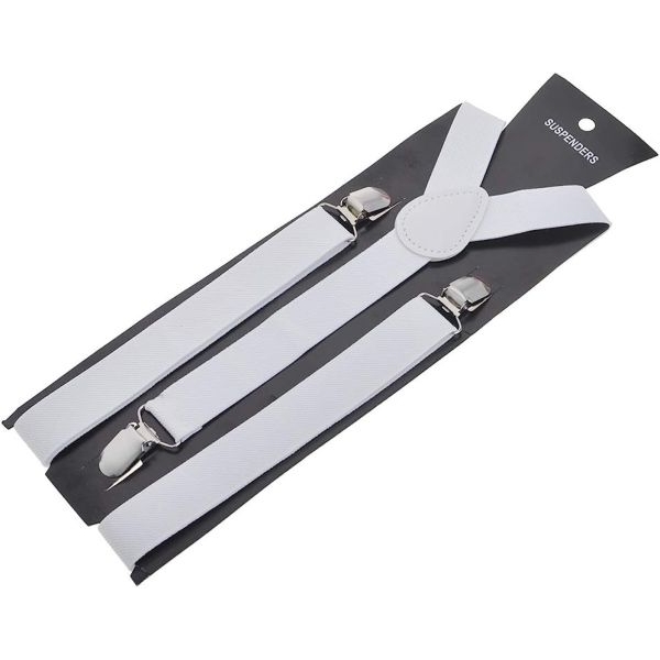 White Elastic Suspenders For Men - Image 3