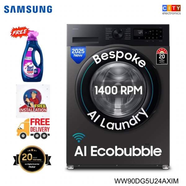SAMSUNG WW90DG5U24AXIM 9 Kg Washing Machine With AI Eco Bubble WiFi Embedded & Smart Thing Connectivity - Image 2