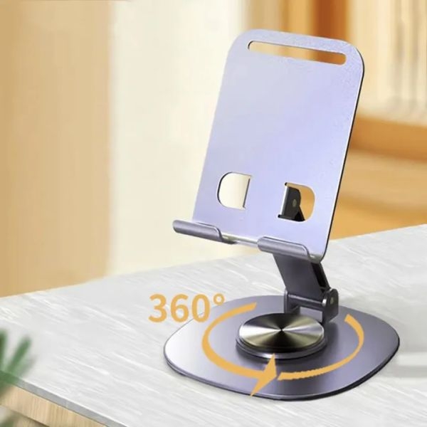 Mobile Phone stand for Desk/Bed, 360 Degree Rotating, adjustable Foldable Cell Phone Holder, Aluminum Office Desk - Image 3
