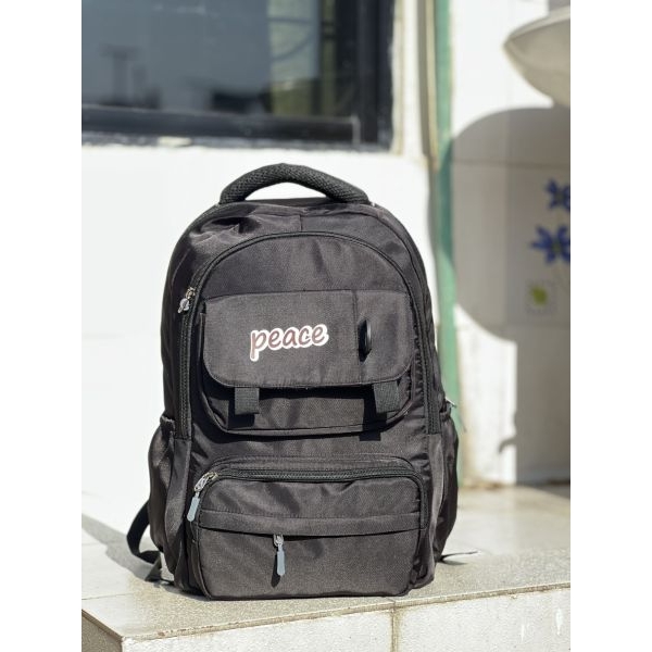 Stylish Bagpack For Men | Peace Stylish Black Backpack for School, College & Travel | Durable Multi-Pocket Laptop Bag - Image 5