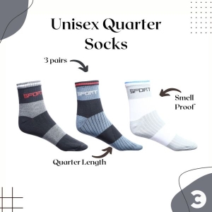 Pack of 3 Multicolor 100% Smell Proof Quarter Socks for Men Women by Comfort Corner