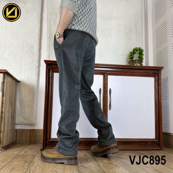 VIRJEANS (VJC895) Corduroy Inner Fur Pant For Men-Dark Grey - Image 4