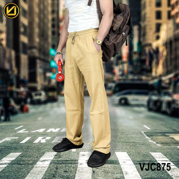 VIRJEANS (VJC875) Stretchable Linen Summer Trouser For Men- Khaki - Image 4
