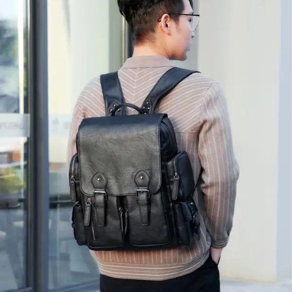 Large Capacity Casual PU Leather Backpack for Men | Student Backpack | Travel Bags for Men | - Image 2