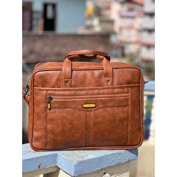 Men's Office Bag Briefcase Bag File Bag Laptop Bag Travel Document Bag PU leather Side Bag - Image 2
