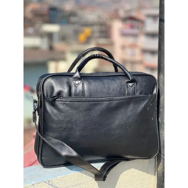 Men's Office Bag Briefcase Bag File Bag Laptop Bag Travel Document Bag PU leather Side Bag - Image 4