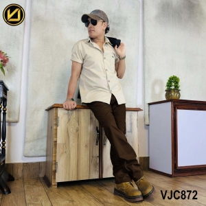 VIRJEANS (VJC872) Stretchable Cotton Straight Fit Pants For Men- Coffee