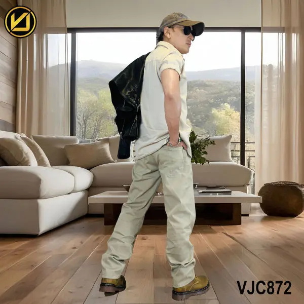 VIRJEANS (VJC872) Stretchable Cotton Straight Fit Pants For Men- Off-white - Image 4