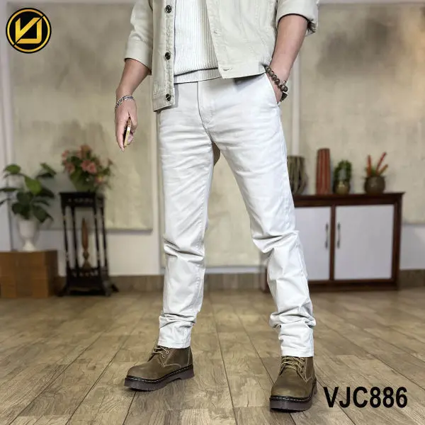 VIRJEANS (VJC886) Stretchable Cotton Pant For Men-Off-white - Image 2