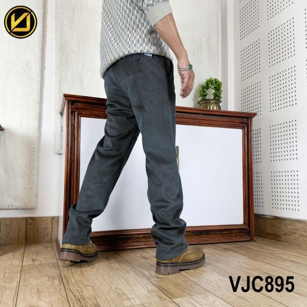 VIRJEANS (VJC895) Corduroy Inner Fur Pant For Men-Dark Grey - Image 3