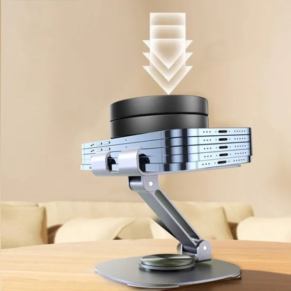 Mobile Phone stand for Desk/Bed, 360 Degree Rotating, adjustable Foldable Cell Phone Holder, Aluminum Office Desk - Image 5
