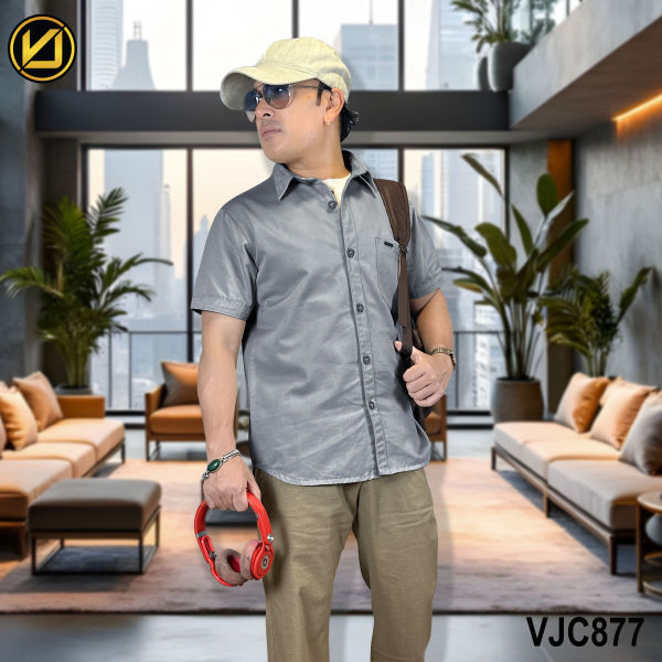VIRJEANS (VJC877) Summer Cotton Half Shirt For Men- Blue - Image 3