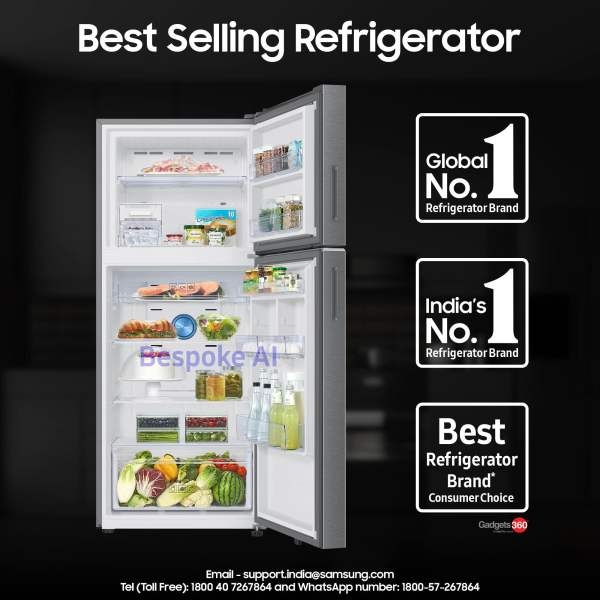 SAMSUNG 350 Litres Bespoke 5 In 1 Convertible AI WiFI Double Door Refrigerator RT38DG5A6BS8HL - Image 4