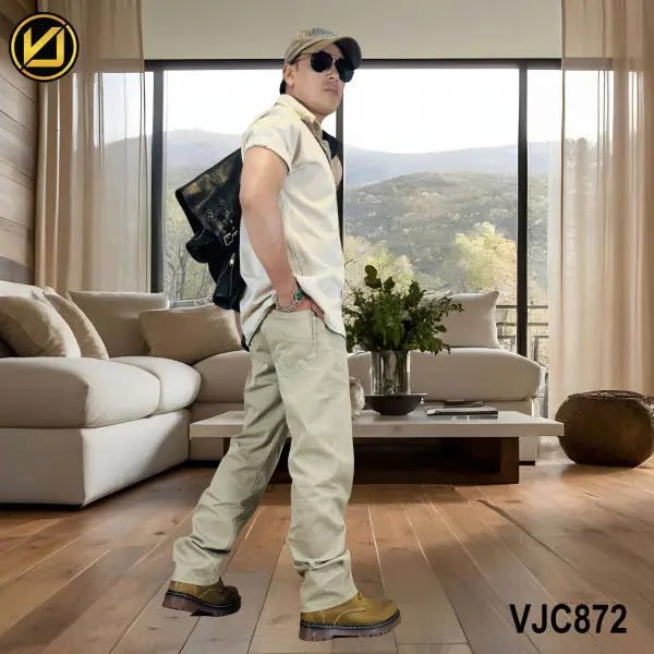 VIRJEANS (VJC872) Stretchable Cotton Straight Fit Pants For Men- Off-white - Image 3