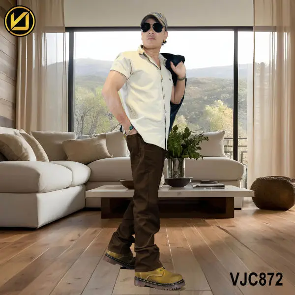 VIRJEANS (VJC872) Stretchable Cotton Straight Fit Pants For Men- Coffee - Image 2
