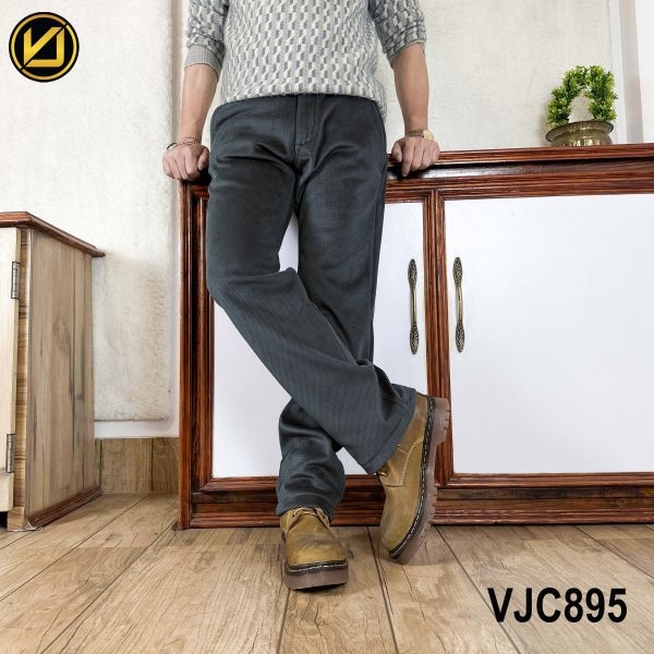 VIRJEANS (VJC895) Corduroy Inner Fur Pant For Men-Dark Grey - Image 5