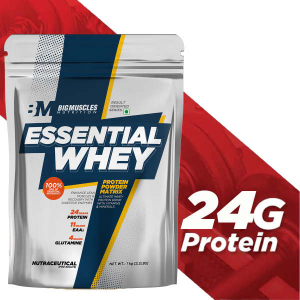 Bigmuscles Nutrition Essential 20 Servings Whey Protein Powder 1Kg Dutch Chocolate 24g Protein Serving With Digestive Enzymes