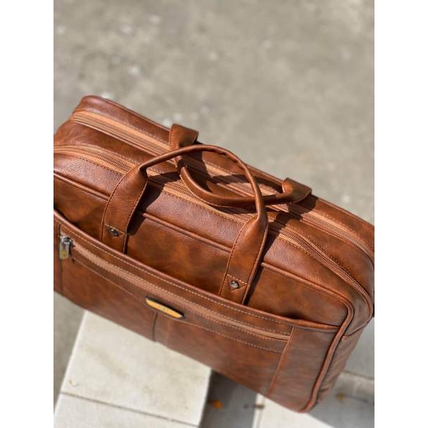 Men's Office Bag Briefcase Bag File Bag Laptop Bag Travel Document Bag PU leather Side Bag - Image 4