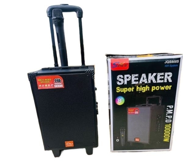 SING-E JQS908S 8 Inch Wooden Trolley Portable Bluetooths Speaker Concert DJ KTV Karaoke Mobile Phone Audio Player