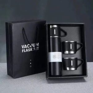 Stainless Steel Vacuum Flask & Cup Set 3 Steel Cups with Flask Combo Gift Set Size-500ML