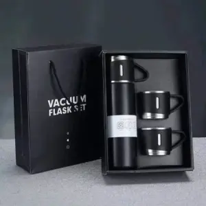 Stainless Steel Vacuum Flask & Cup Set 3 Steel Cups with Flask Combo Gift Set Size-500ML