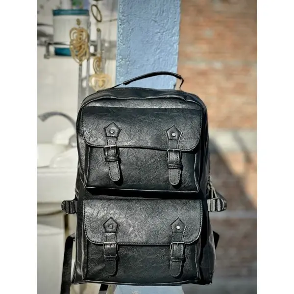Large Capacity Casual PU Leather Backpack for Men | Student Backpack | Travel Bags for Men | - Image 2