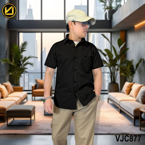 VIRJEANS (VJC877) Summer Cotton Half Shirt For Men- Black