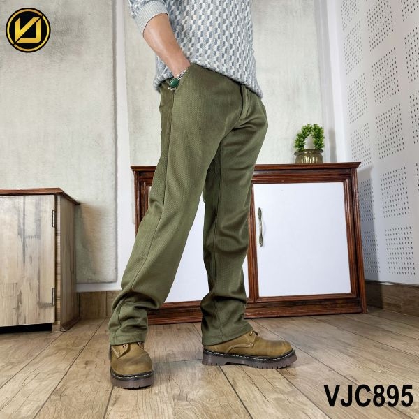 VIRJEANS (VJC895) Corduroy Inner Fur Pant For Men-Green - Image 2