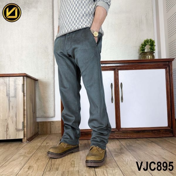 VIRJEANS (VJC895) Corduroy Inner Fur Pant For Men-Dark Grey - Image 2