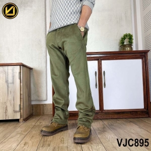 VIRJEANS (VJC895) Corduroy Inner Fur Pant For Men-Green