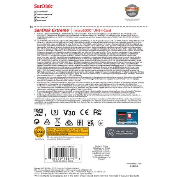 SanDisk. Extreme 128GB microSD Memory Card V30 (190MB/s) - Image 4