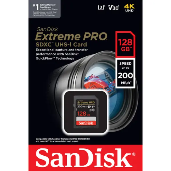 SanDisk. Extreme PRO 128GB SDXC Memory Card V30 (200MB/s) - Image 3