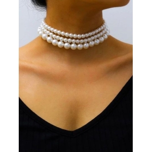 3 Layer Pearl Beaded Choker