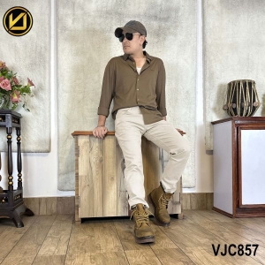 VIRJEANS (VJC857) Stretchable Cotton Jeans Pant For Men-Cream