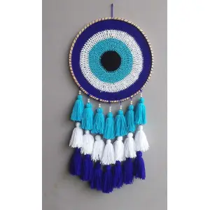 Blue White Dream Catcher Wall Hanging Handmade Boho Home Decor