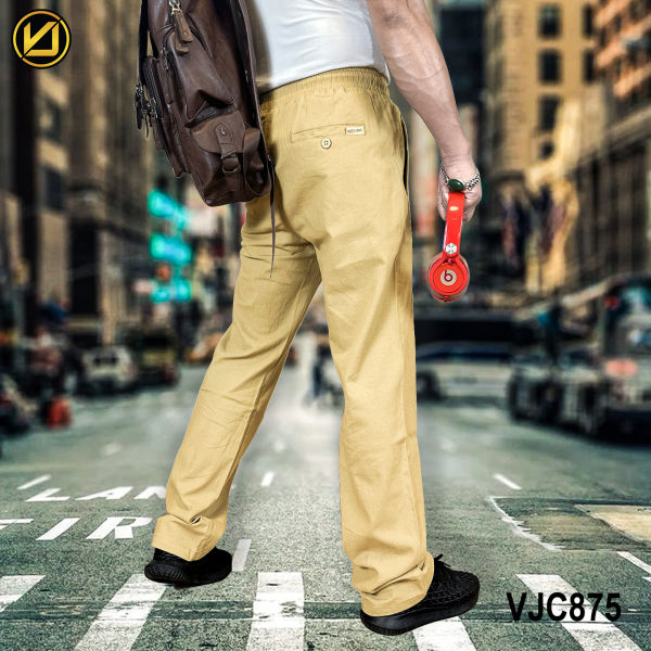 VIRJEANS (VJC875) Stretchable Linen Summer Trouser For Men- Khaki - Image 3