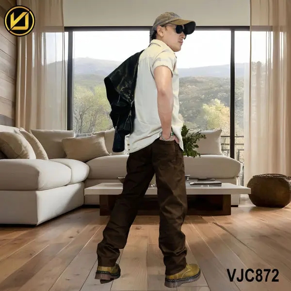 VIRJEANS (VJC872) Stretchable Cotton Straight Fit Pants For Men- Coffee - Image 4