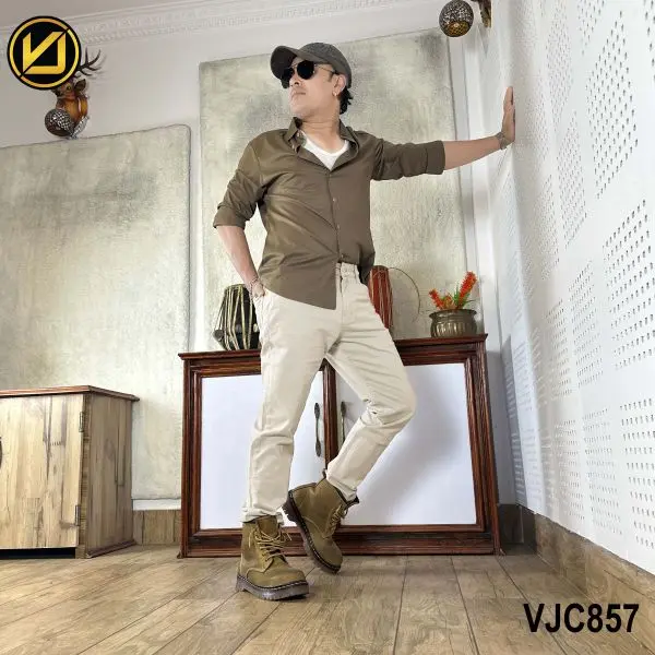 VIRJEANS (VJC857) Stretchable Cotton Jeans Pant For Men-Cream - Image 4